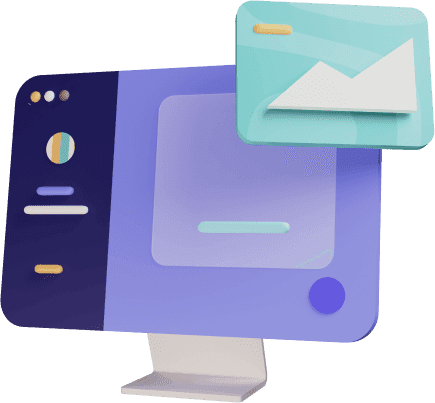 Data analysis illustration with computer screen and chart.